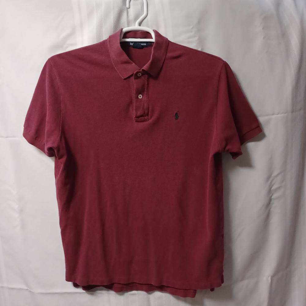 Polo Ralph Lauren Polo Shirt Mens L Burgundy Short Sleeve Pique Cotton Classic